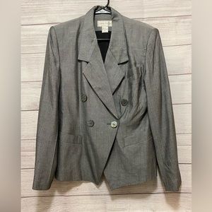 Casual Corner Vintage 1990's Grey Double Breast Blazer - Peak Lapel - Size: 4
